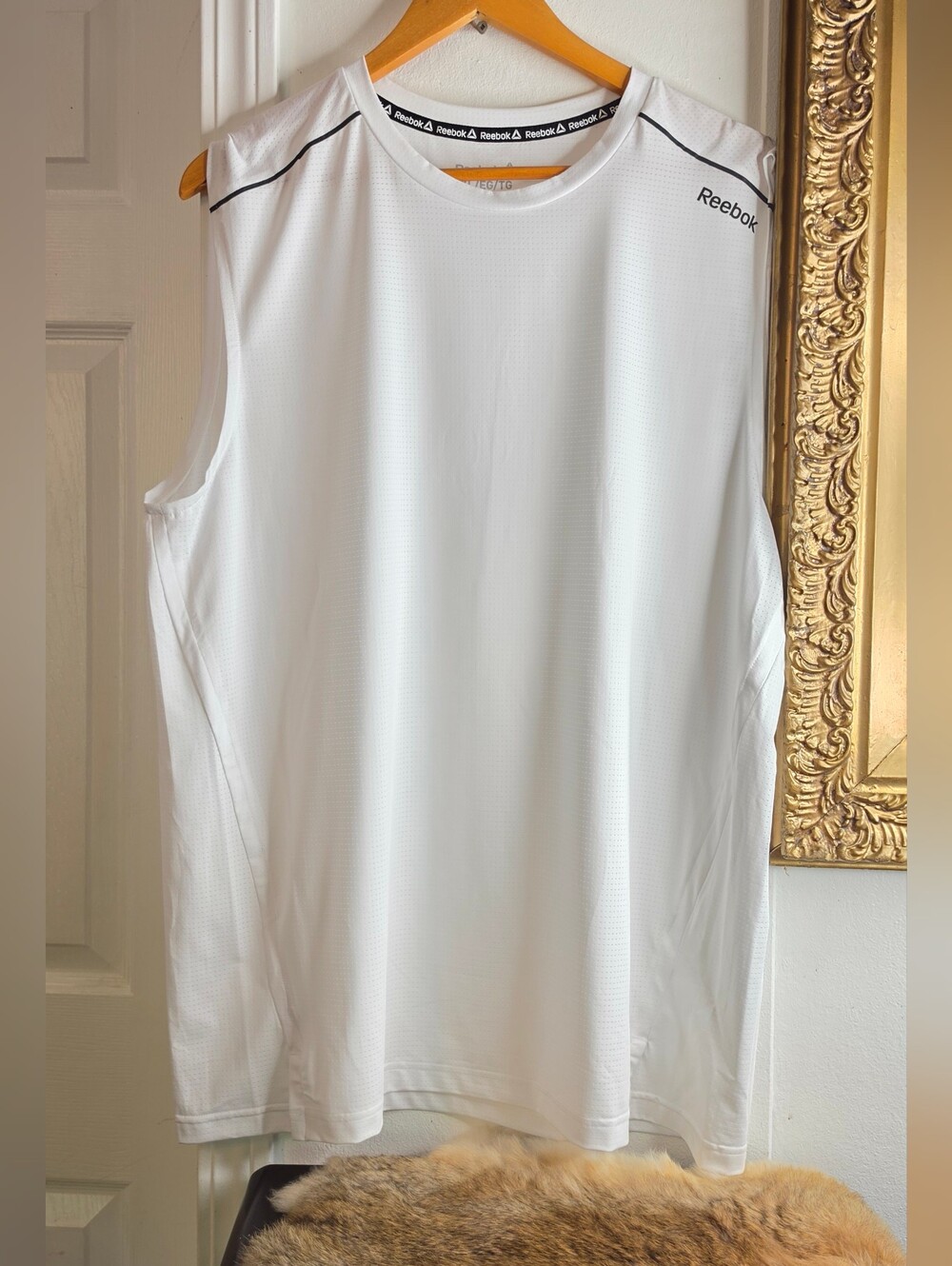 Reebok White Athletic Sleeveless Tank with Black Accents